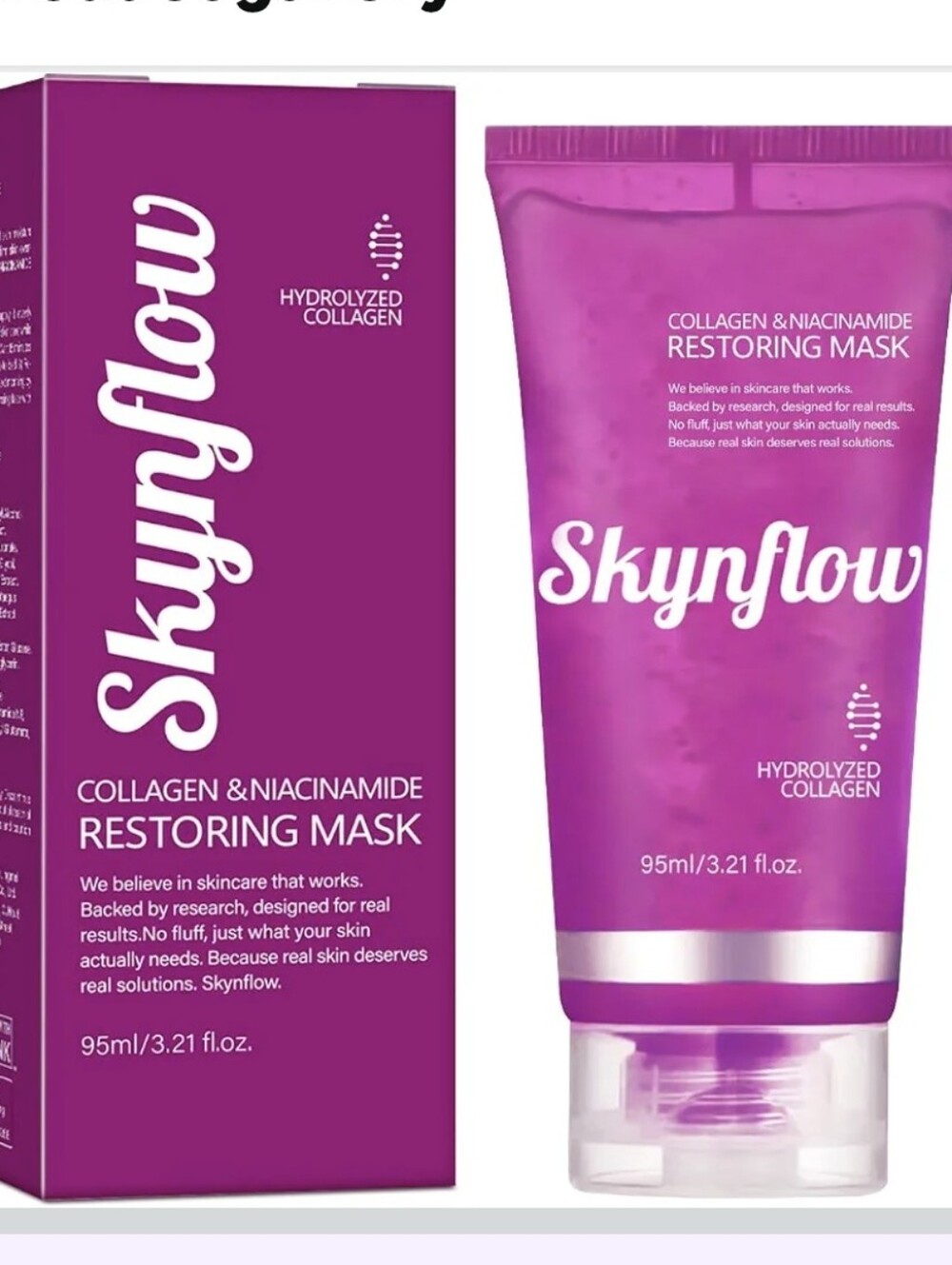 Skynflow Overnight Hydrating Sleep Mask 95ml with Silicone Brush - 3-in-1 Wash